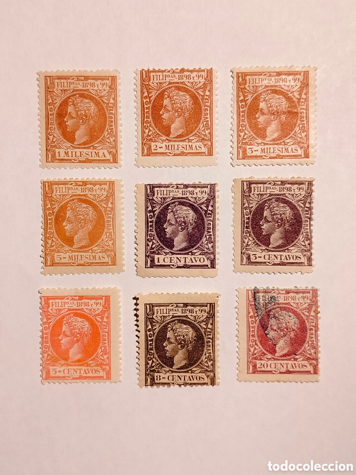 Sellos: Filipinas 1898 Edifil 131/3, 135/6, 138,140,142 y 145 ver descripci&oacute;n
