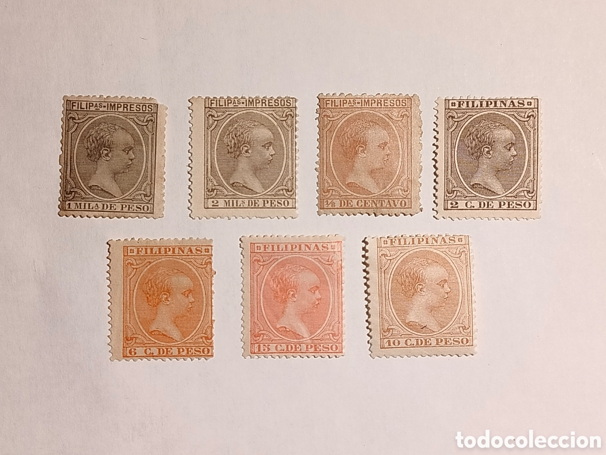 Sellos: Filipinas 1894 Edifil 105,106,108,110,112,114 y 115 * y (*)