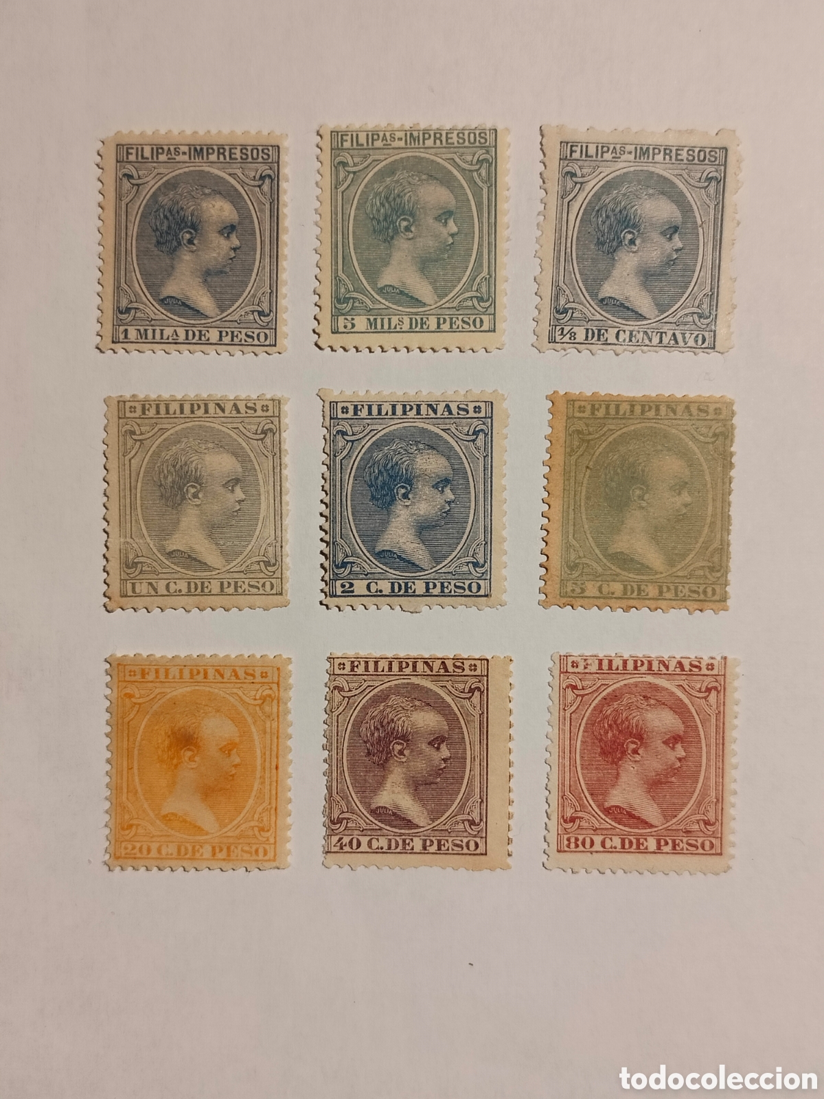 Sellos: Filipinas 1896-7 Edifil 117,119/21,123,125 y 128/30 (*)