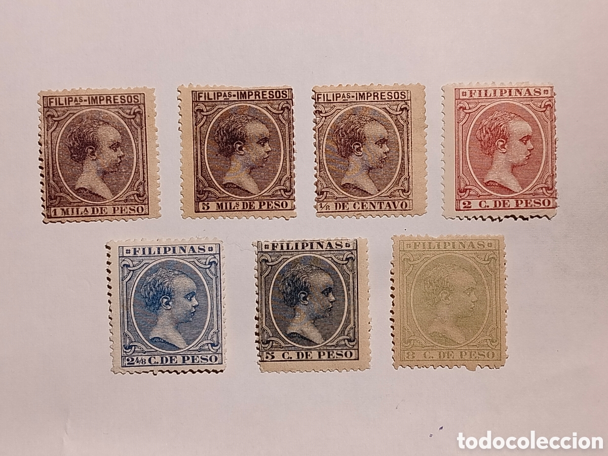 Sellos: Filipinas 1890 Edifil 76 y 78/83 * MH