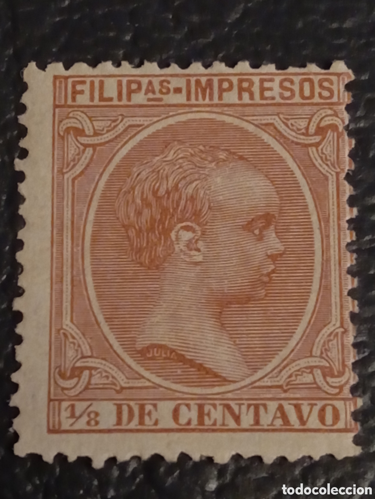 Sellos: Filipinas 1894 - Alfonso XIII &rdquo;Pel&oacute;n&rdquo; - 1/8c Casta&ntilde;o - Edifil 108 - MH