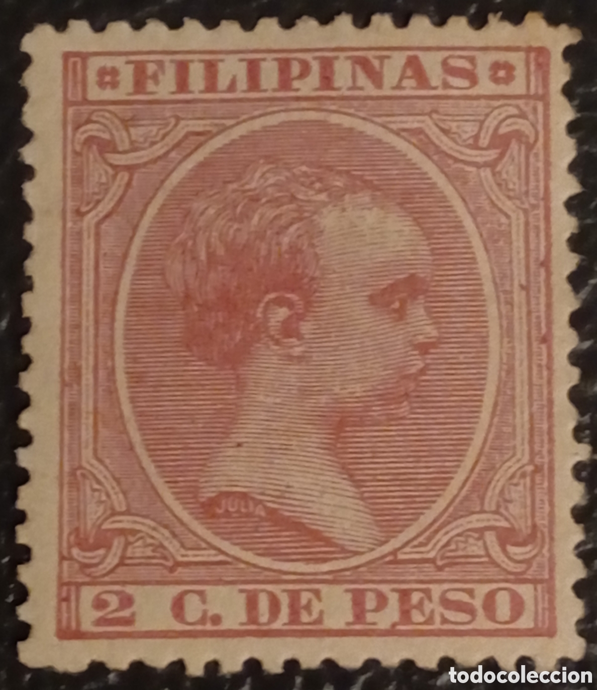Sellos: Filipinas 1890-97 &bull; Alfonso XIII &rdquo;Pel&oacute;n&rdquo; 2 c. de Peso &bull; Edifil N&ordm; 102 MH