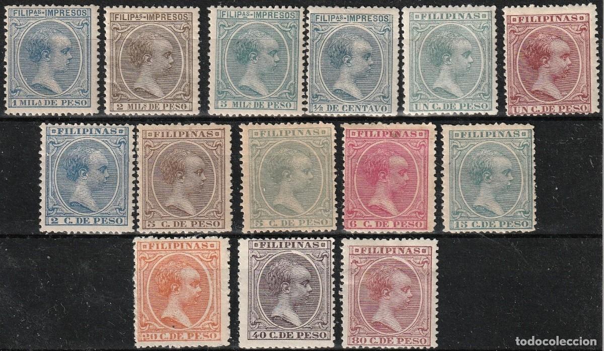 Sellos: Filipinas Espa&ntilde;olas edf n&ordm;117/30.Completa.Sellos nuevos con fijasellos MH.Alfonso XIII.1896-97