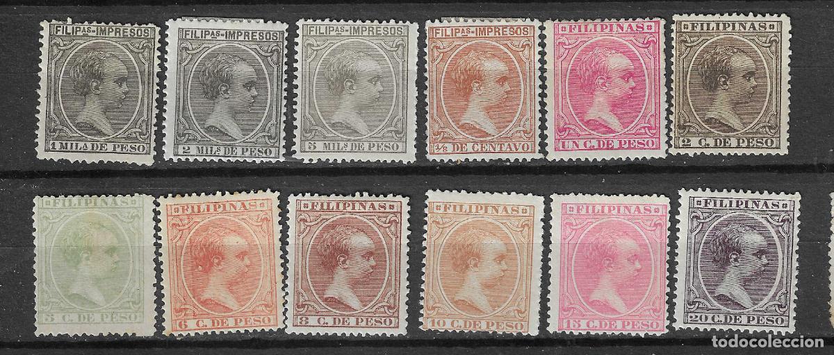 Sellos: FILIPINAS 1894 EDIFIL 105/116* SERIE COMPLETA NUEVA. VALOR DE CATALOGO 110 &euro;