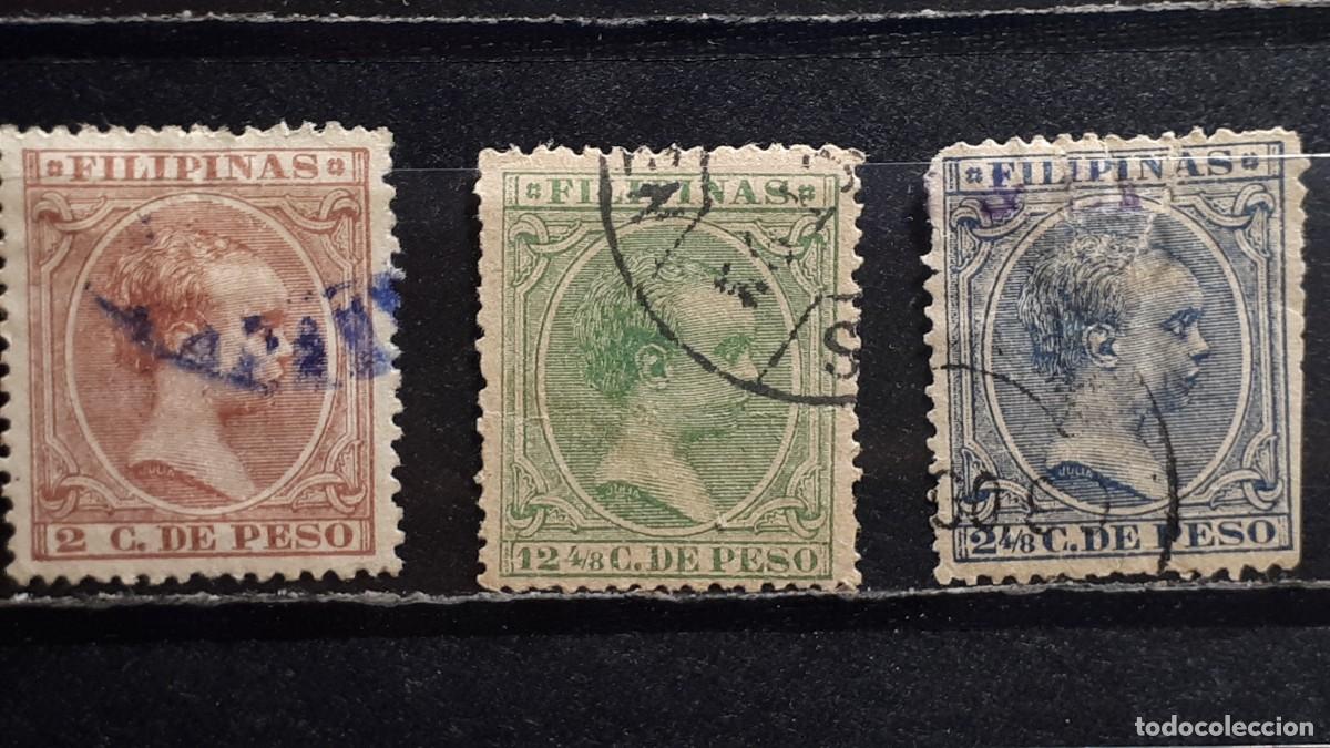 Sellos: FILIPINAS. A&Ntilde;O 1890. &deg;. EDIFIL 80, 81, 85.