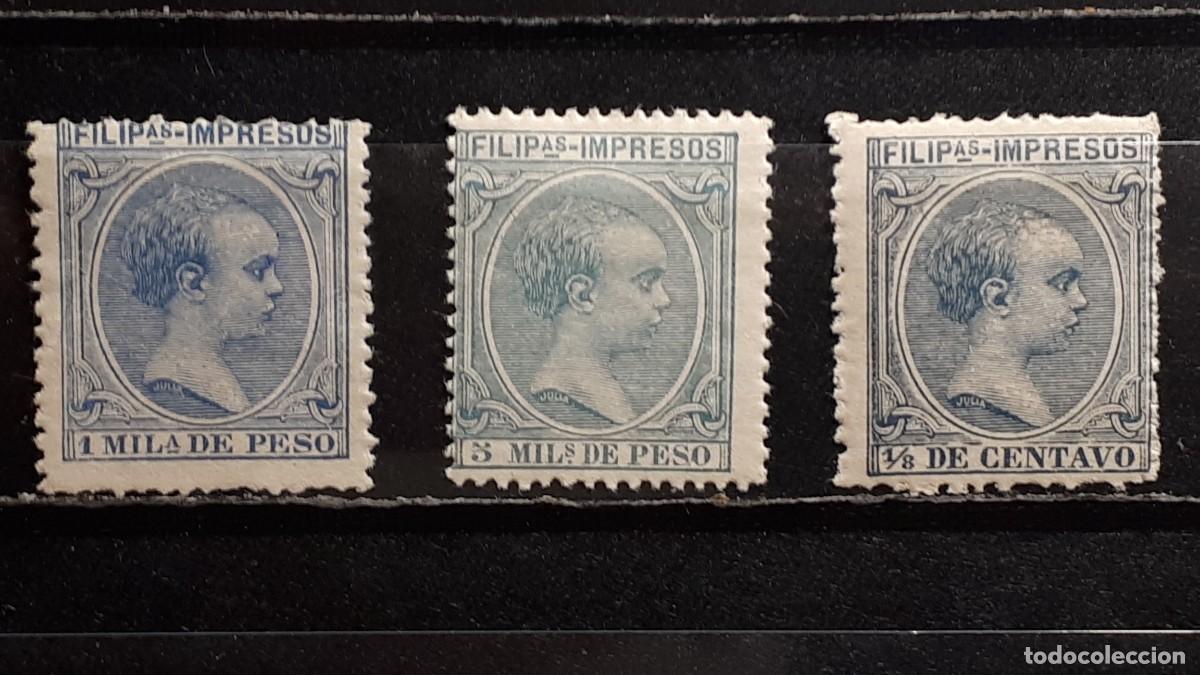 Sellos: FILIPINAS. A&Ntilde;O 1896. *. EDIFIL 1117, 119 120