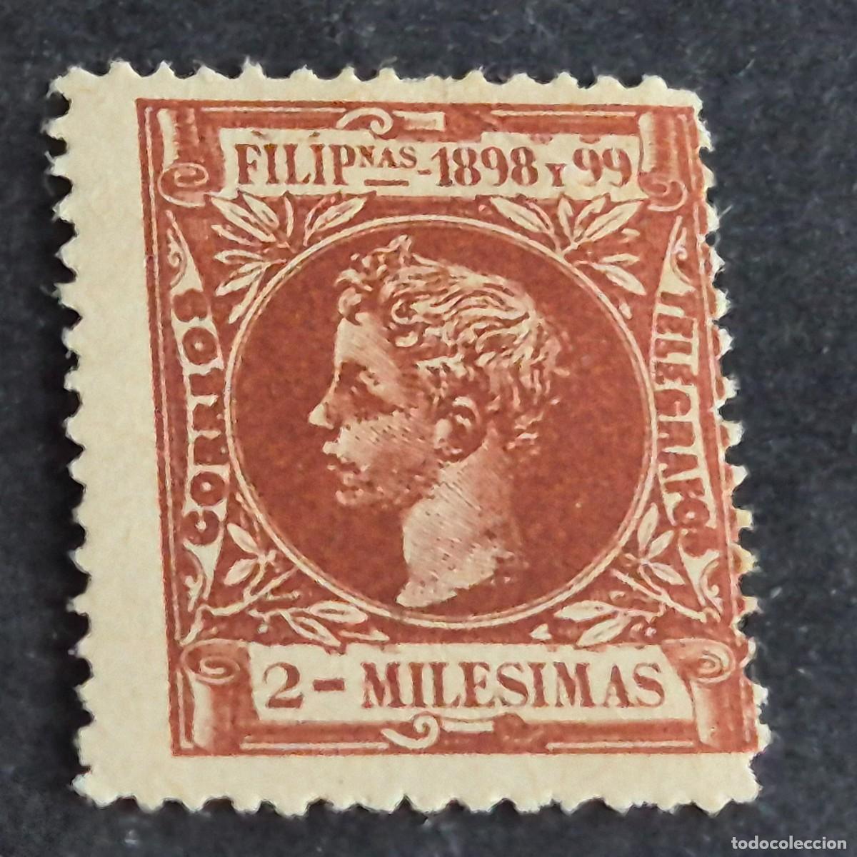 Sellos: ESPA&Ntilde;A, FILIPINAS, 1898, ALFONSO XIII, EDIFIL 132*, NUEVO, GOMA, FIJASELLO, (LOTE AR)