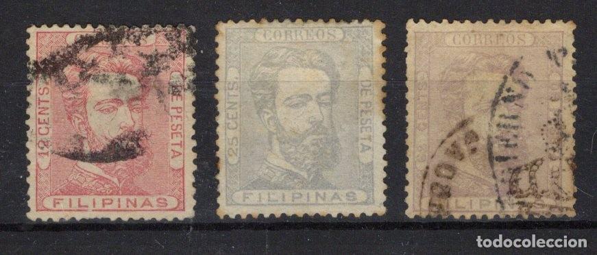 Briefmarken: Sellos dependencias espa&ntilde;olas FILIPINAS a&ntilde;o 1872 EDIFIL 25-27-28*-&ordm; v.c. 48 &euro;