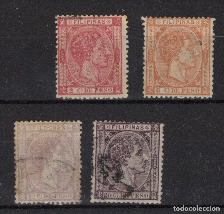 Stamps: Sellos dependencias espa&ntilde;olas FILIPINAS a&ntilde;o 1876/77 EDIFIL 34-36-38-39*-&ordm; v.c. 33 &euro;