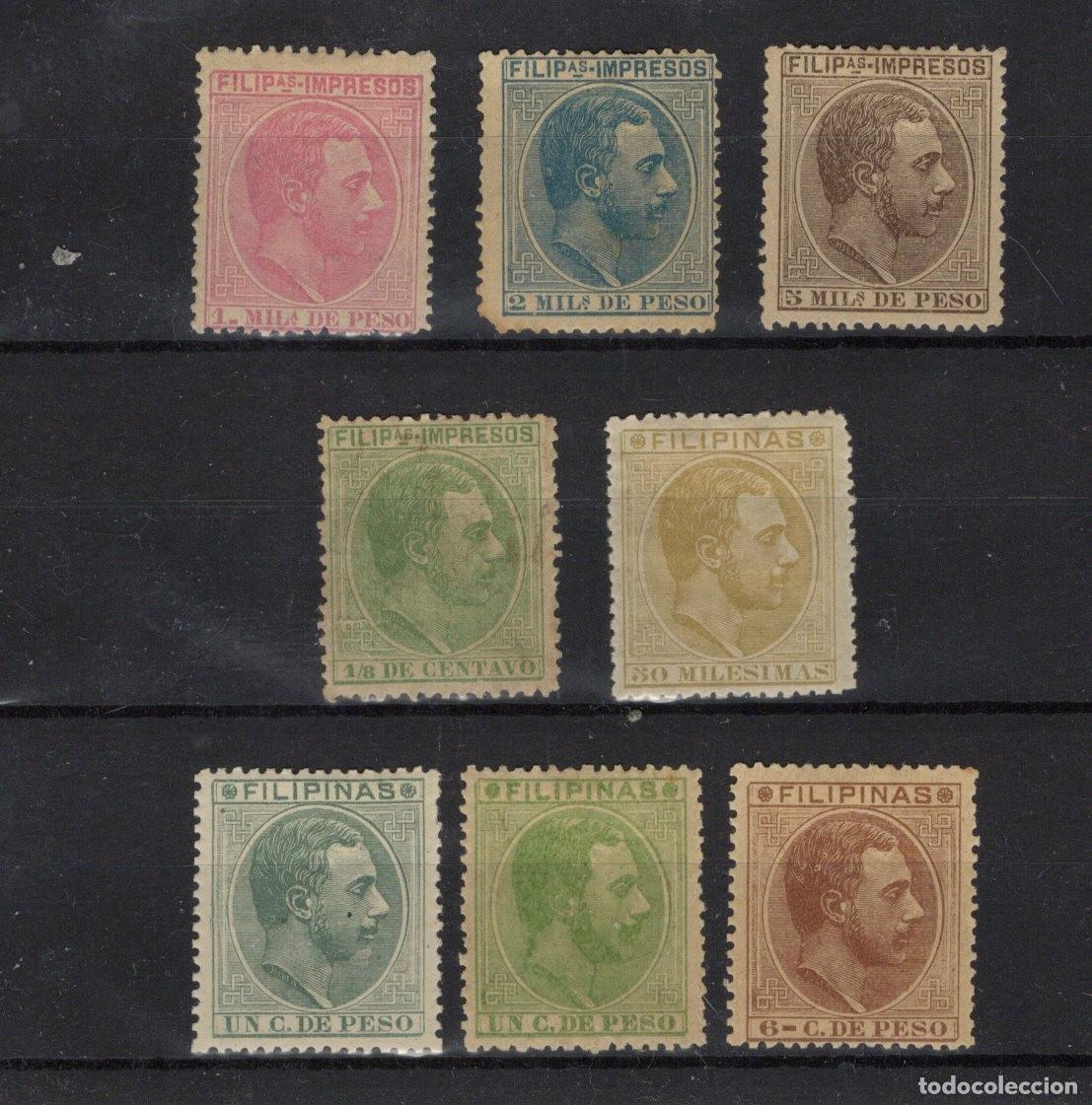 Stamps: Sellos dependencias espa&ntilde;olas FILIPINAS a&ntilde;o 1886/89 EDIFIL 67/74* v.c. 35 &euro;