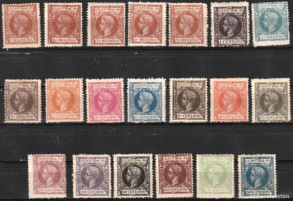 Sellos: Filipinas Espa&ntilde;olas edf n&ordm;131/50.Completa.Sellos con y sin charnela MNH y MH.Alfonso XIII 1898.