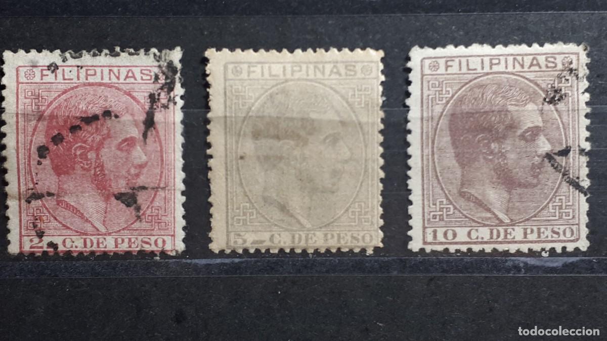 Sellos: FILIPINAS. A&Ntilde;O 1880. &deg;/(*). EDIFIL 57, 60, 63