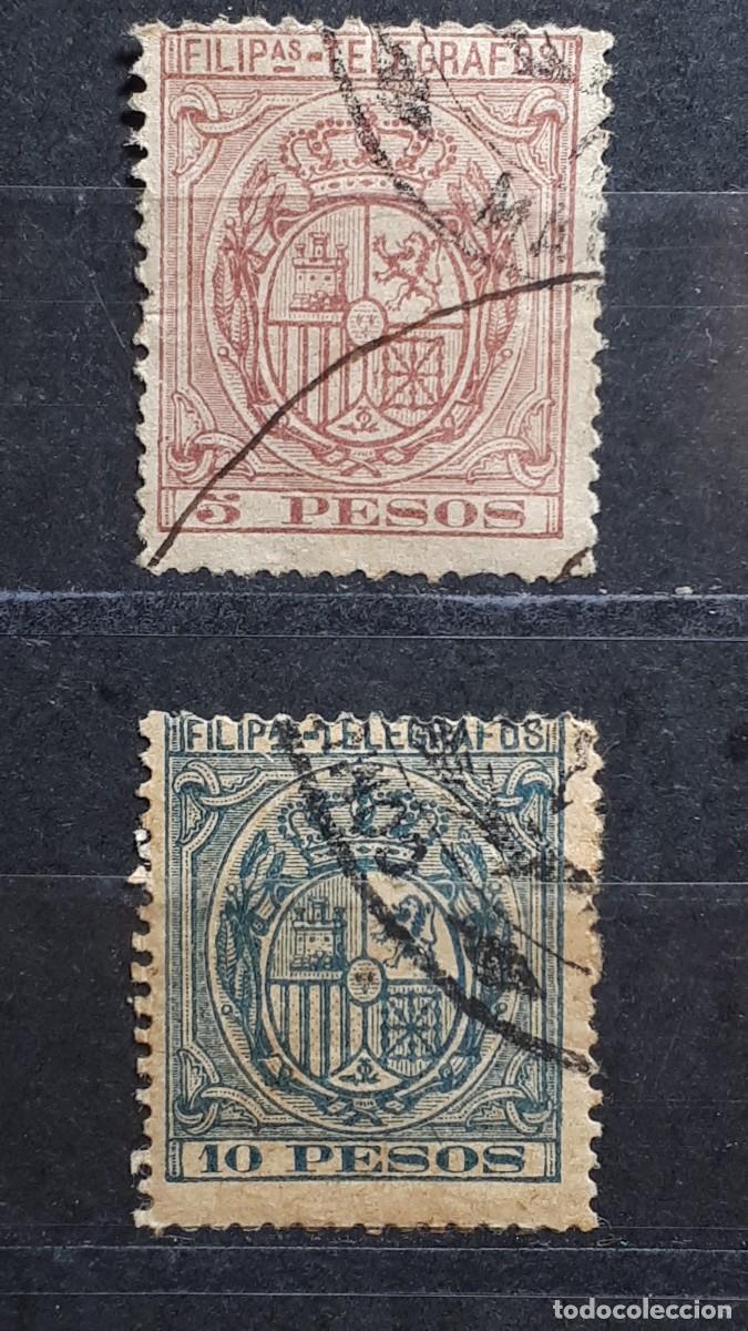 Sellos: FILIPINAS. A&Ntilde;O 1896. &deg;. Edifil Telegrafos 68/9