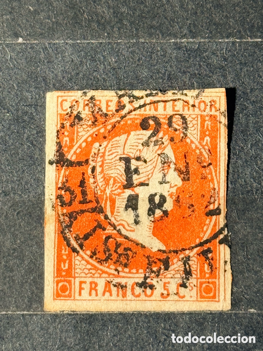 Sellos: Espa&ntilde;a. 1858. Isabel II. Filipinas. Edifil 7. Usado.