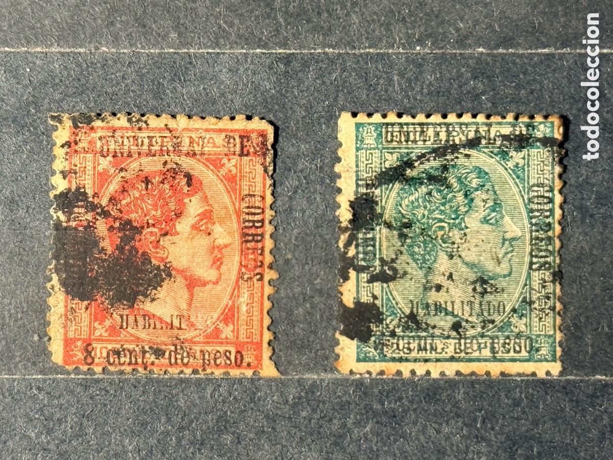 Sellos: Espa&ntilde;a. 1879. Alfonso XII. Edifil 53 y 55. Usados