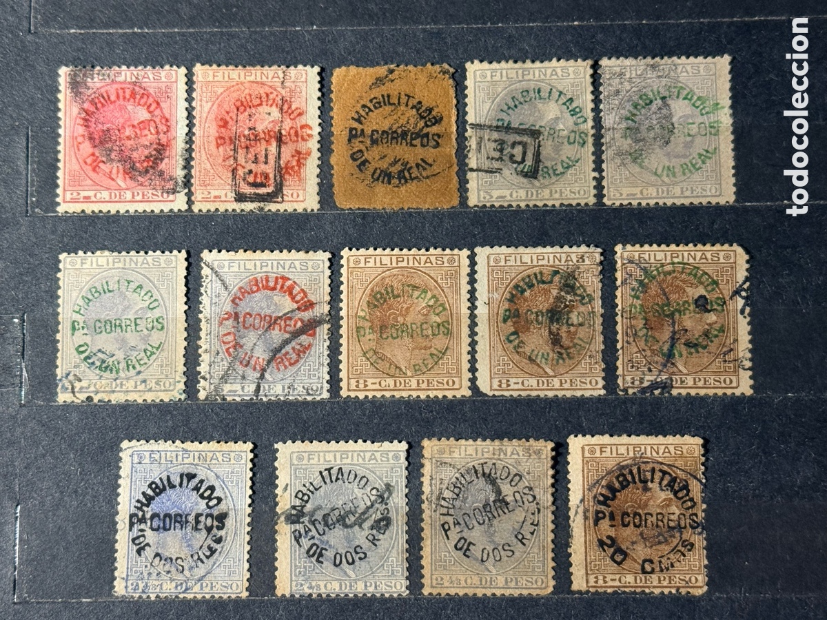 Sellos: Espa&ntilde;a. 1881/1888. Alfonso XII. Filipinas. Edifil 66M, 66P, 66R, 66S, 66T y 66W. Nuevos/usados