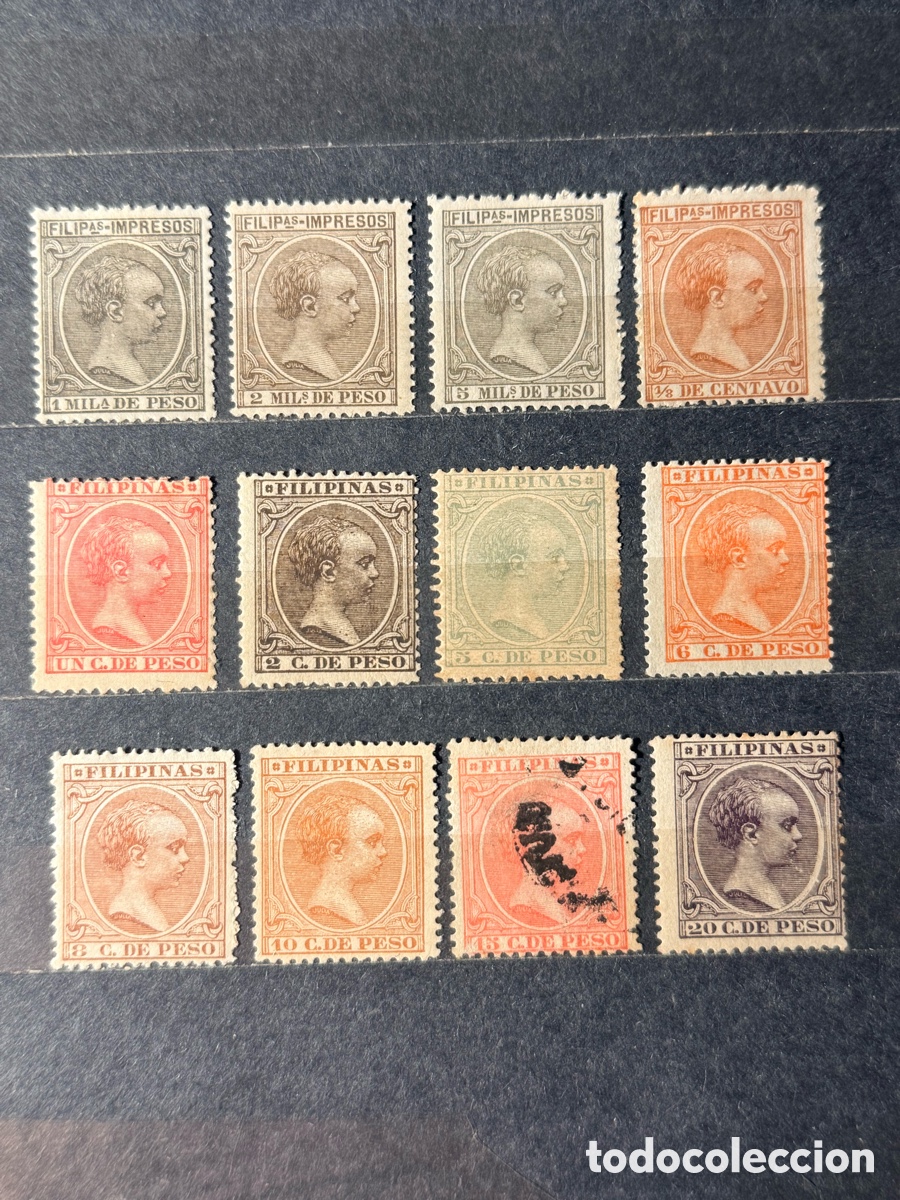 Sellos: Espa&ntilde;a. 1894. Alfonso XIII. Filipinas. Edifil 105/116. Nuevos/usado.
