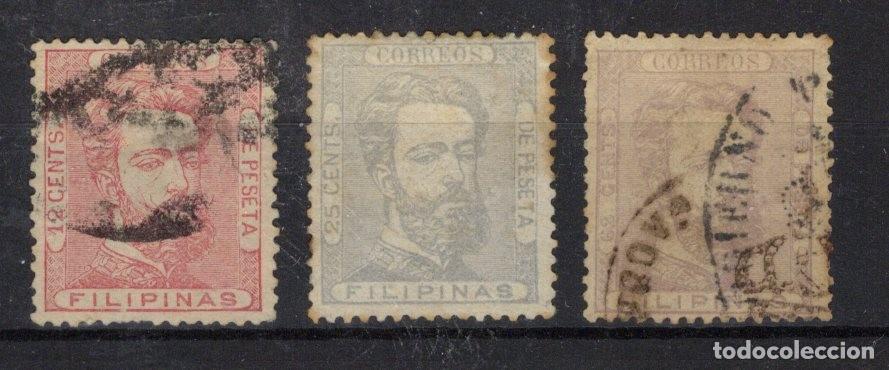 Stamps: Sellos DEPENDENCIAS ESPA&Ntilde;OLAS FILIPINAS a&ntilde;o 1872 Edifil 25-27-28*-&ordm; en nuevo y usado v.c. 48 &euro;