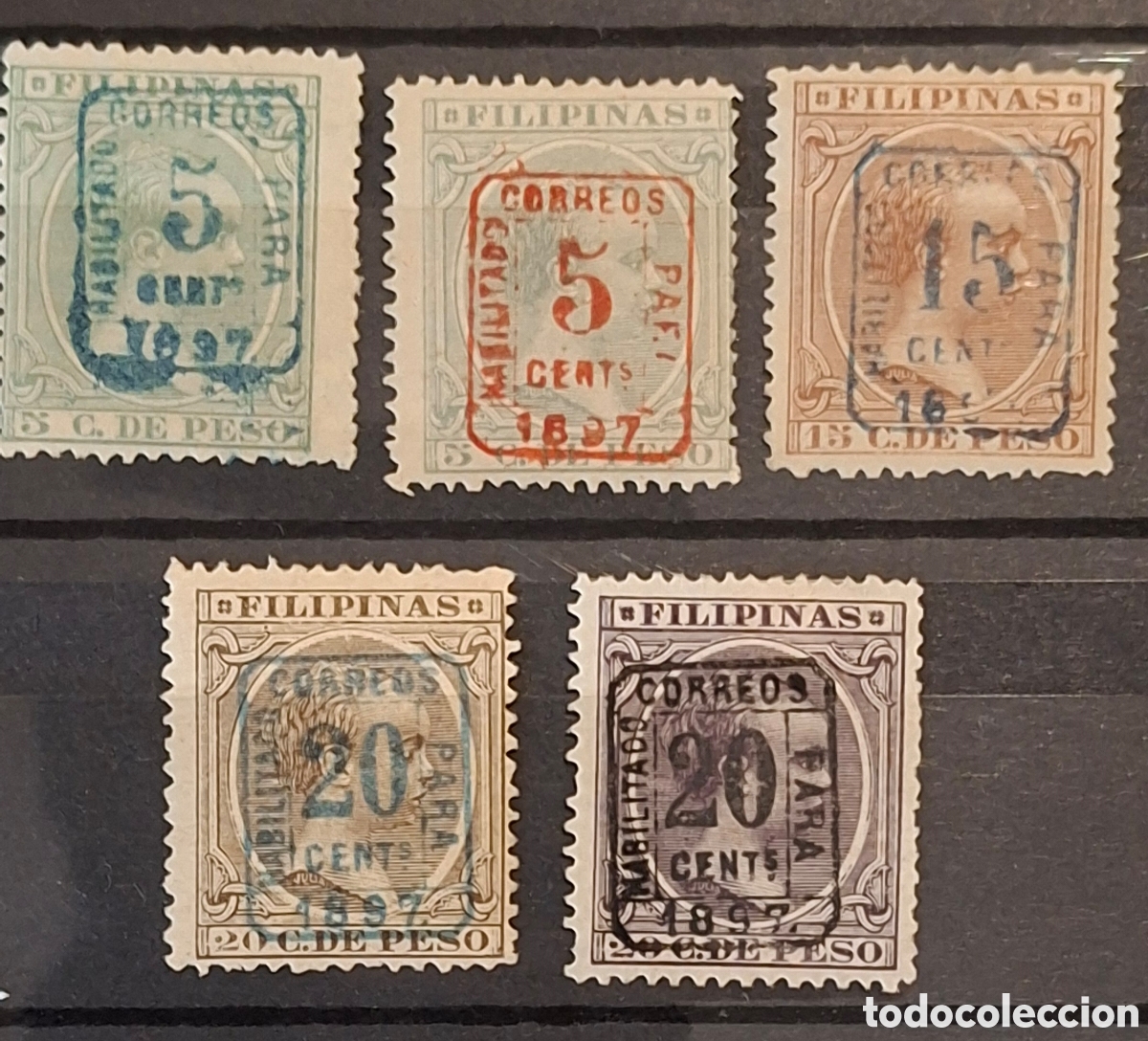 Sellos: Filipinas sellos colonias Espa&ntilde;a habilitados 1898 Nuevos*