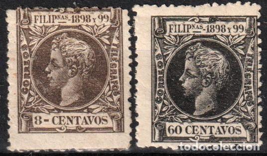 Sellos: Filipinas Espa&ntilde;olas edf n&ordm;142-147 Los dos sellos nuevos con charnela MH.Alfonso XIII.1898-99