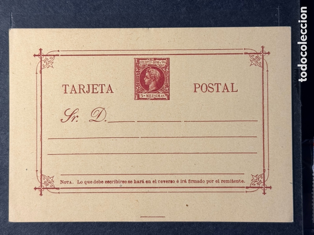 Sellos: Espa&ntilde;a. 1898. Alfonso XIII. Filipinas. Entero postal. Edifil. 12. Nuevo sin goma.