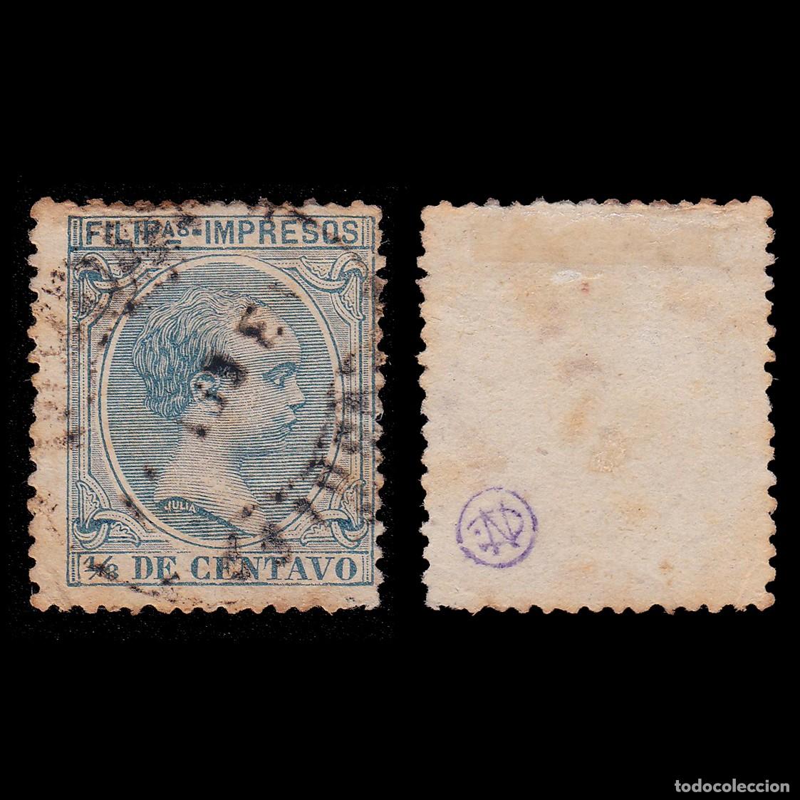 Sellos: FILIPINAS. 1891-93. Alfonso XIII.1/8m Matasello. Edifil 91 + OBSEQUIO