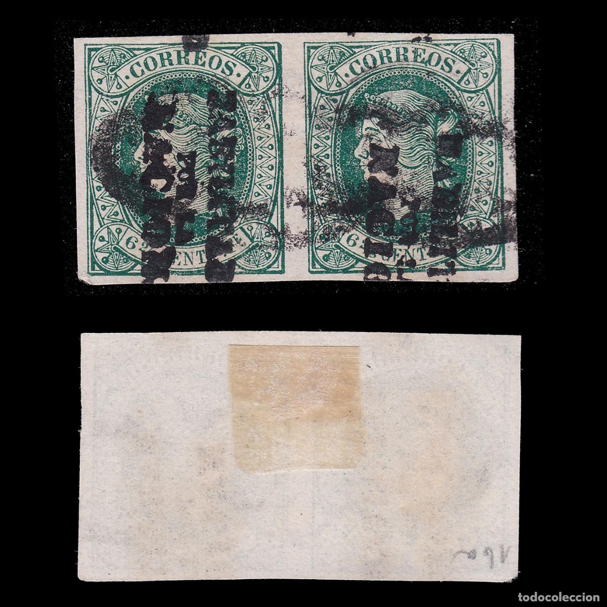 Sellos: FILIPINAS. 1864 HABILITADO NACION.6 2/8c de p. Blq2 Matasello. Edifil 20N + OBSEQUIO