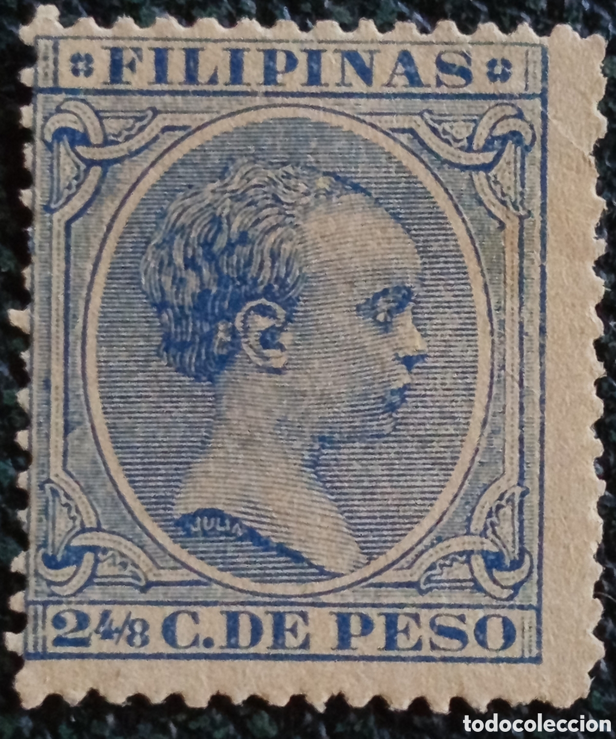 Briefmarken: Sello Filipinas Alfonso XII 2 4/8 C De Peso Azul 1880-1882 MNH**
