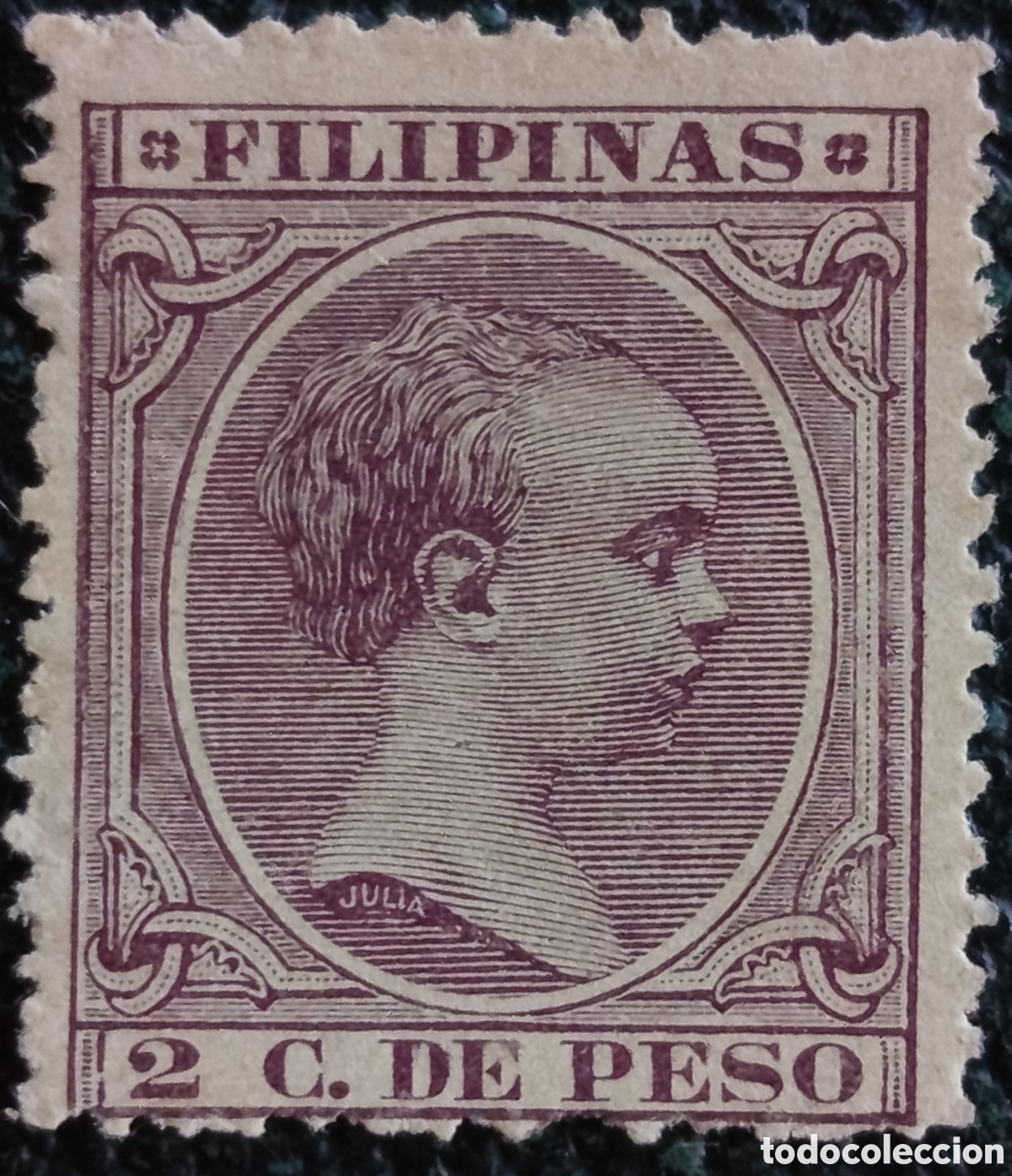 Briefmarken: Sello Filipinas Alfonso XII 2 C De Peso Violeta 1880-1882 MH