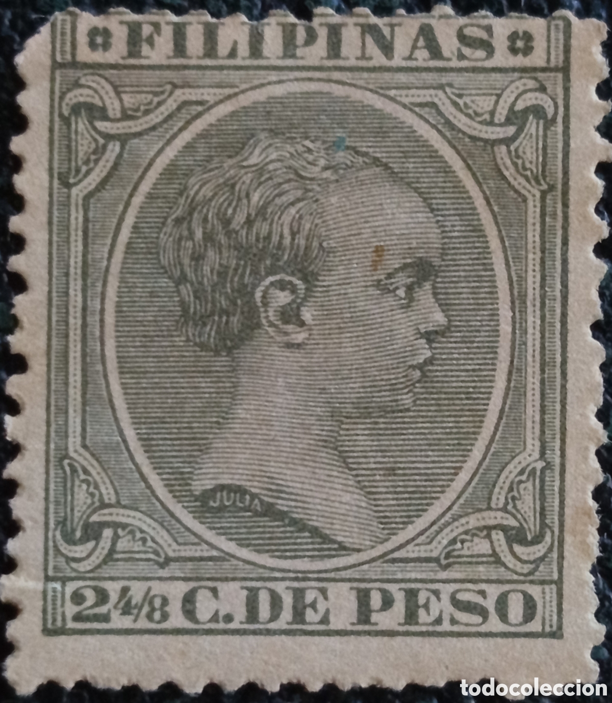 Sellos: Sello Filipinas Alfonso XII 2 4/8 C De Peso Gris 1880-1882 Unused / MH