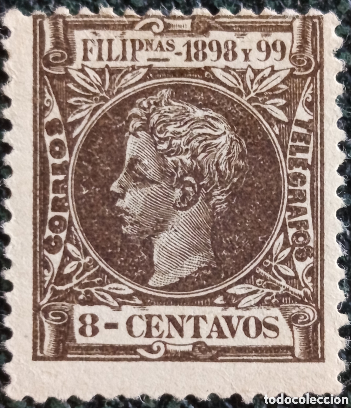 Selos: Sello Filipinas Alfonso XIII 8 Centavos Pardo 1898 Y 99 MH