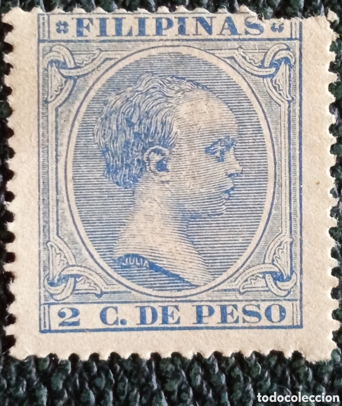 Sellos: Filipinas Ultramar Espa&ntilde;ol 1890-97 Alfonso XIII &rdquo;Pel&oacute;n&rdquo; 2c Azul - Edifil #133