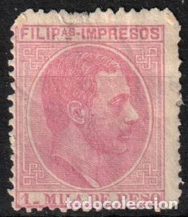 Stamps: Filipinas Espa&ntilde;olas edf n&ordm;67 Rosa 1m.Sello nuevo con charnela MH.Alfonso XII 1886-89