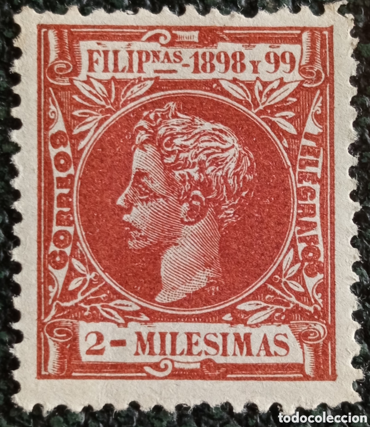 Sellos: Filipinas Espa&ntilde;ola 1898-99 Alfonso XIII Ni&ntilde;o 2 Mil&eacute;simas Casta&ntilde;o MNH - Edifil #193