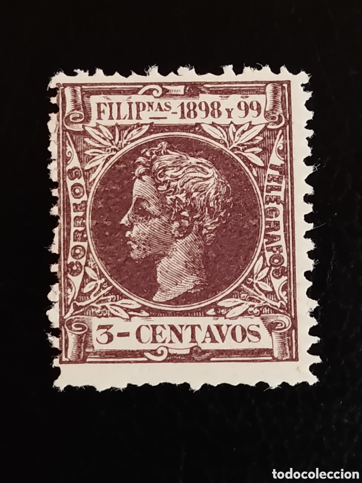 Francobolli: Sello Filipinas 1898 Alfonso XIII Ni&ntilde;o 3c Casta&ntilde;o Edifil 138 MNH