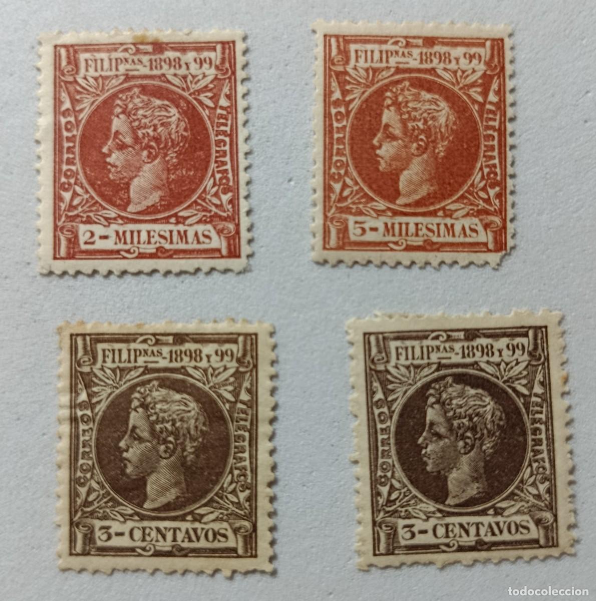 Timbres: Sellos excolonias espa&ntilde;olas Filipinas 1898, edifil 132, 134 y 138 (2)