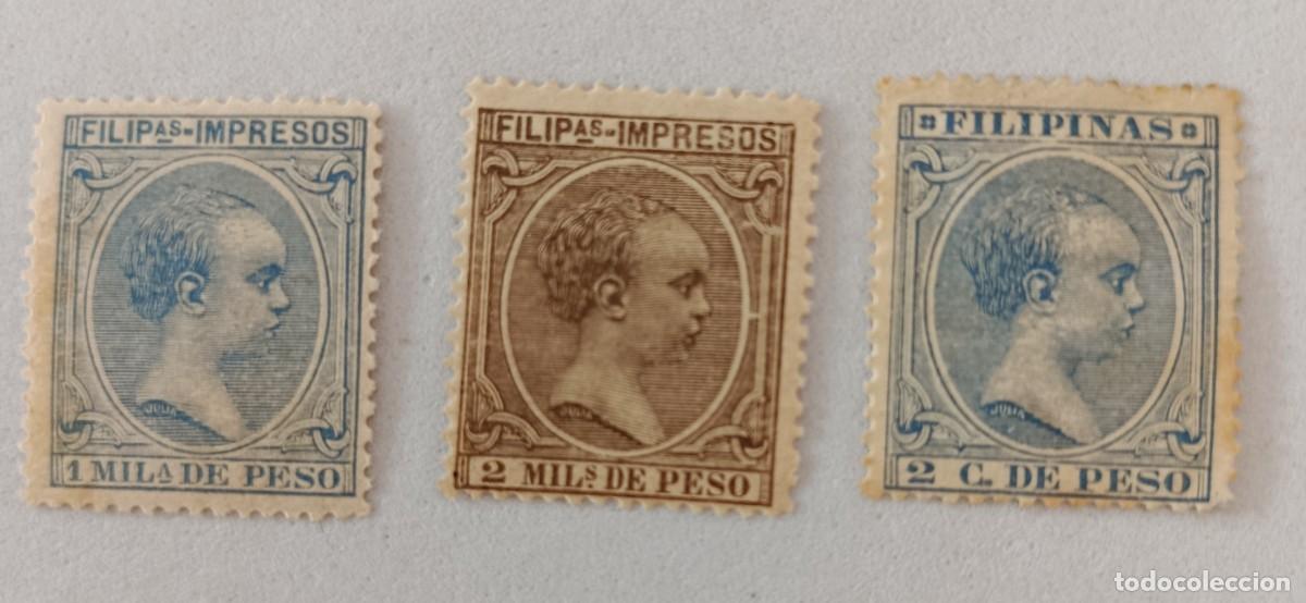 Sellos: Sellos excolonias espa&ntilde;olas Filipinas 1896-1897, edifil 117, 118, 123.