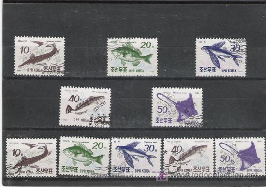 Sellos: KOREA LOTE DE DOS  SERIES DE SELLOS DE PECES - Foto 1