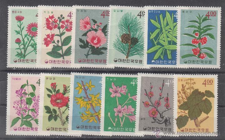 Sellos: corea del sur  361/72 con charnela, flores, - Foto 1