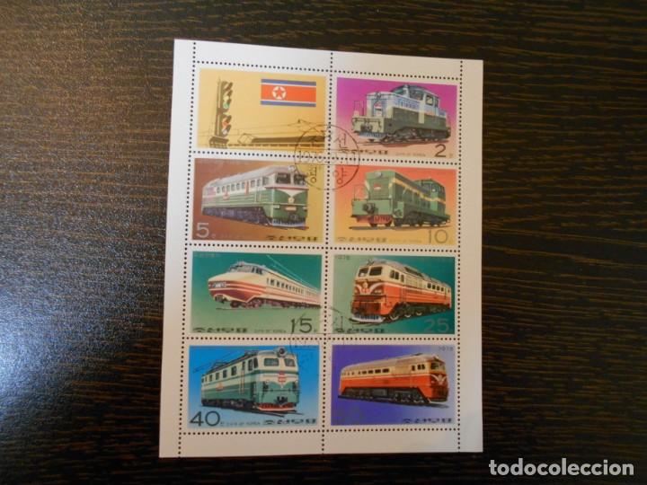 Sellos: Corea del Norte-Hoja bloque-TRENES-1976 - Foto 1