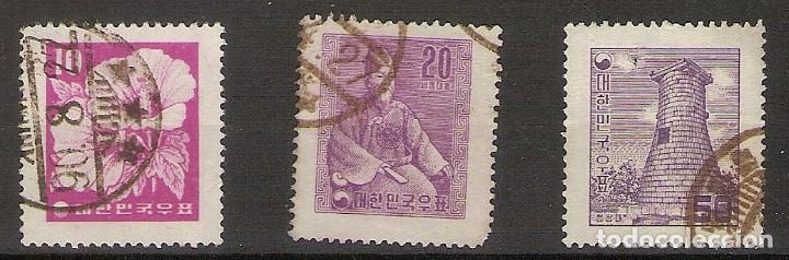 Sellos: COREA DEL SUR 1956 - YVERT 175/177 USADO - Foto 1