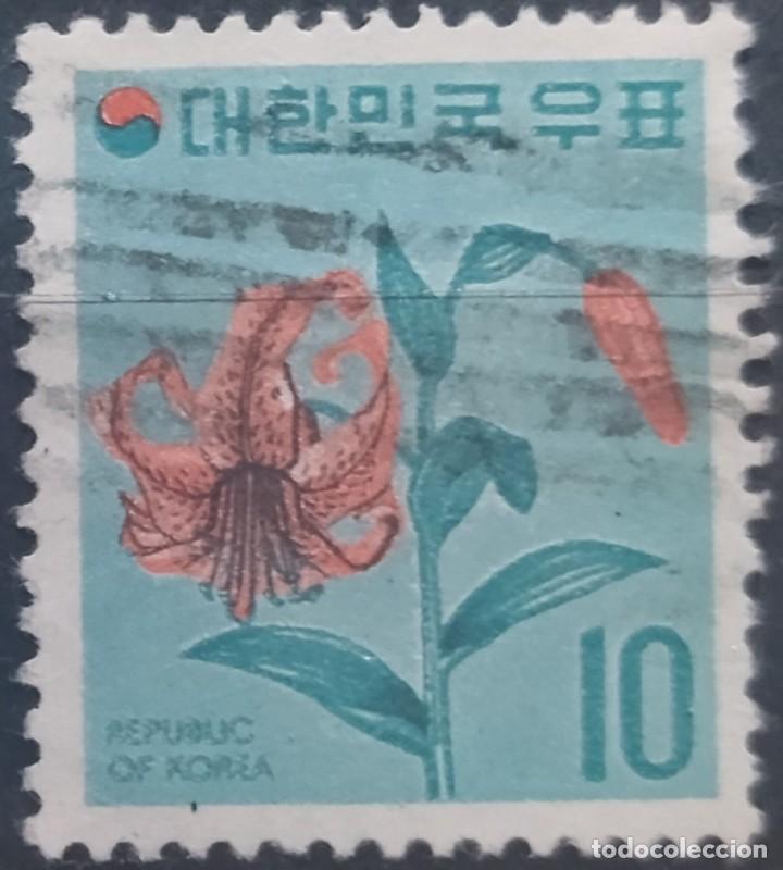 Sellos: COREA DEL SUR 1973 Flores. USADO. - Foto 1