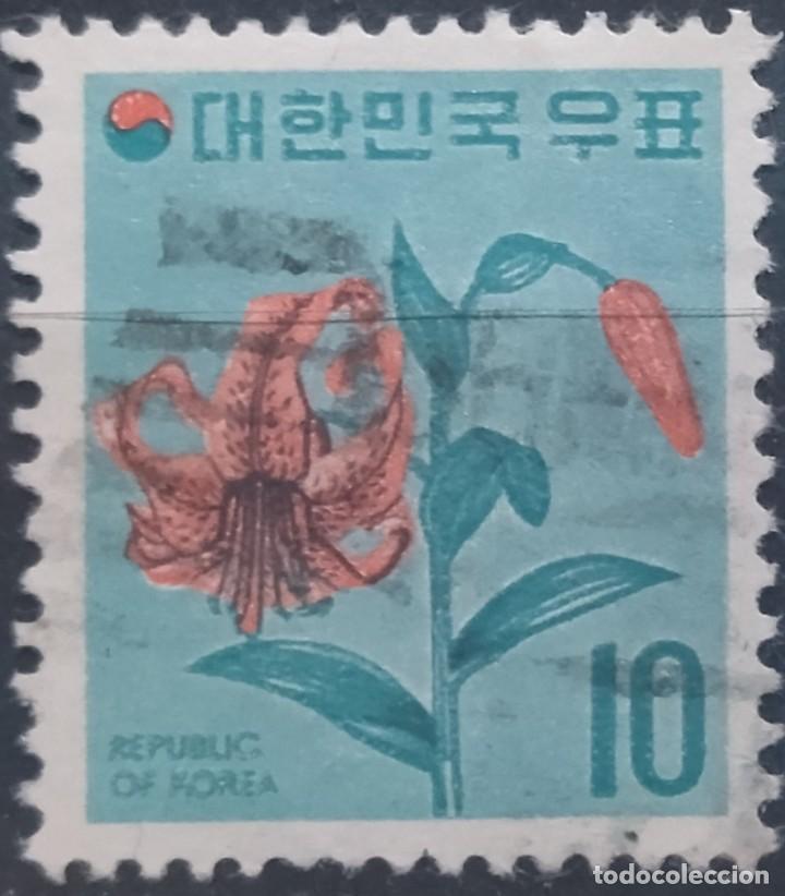 Sellos: COREA DEL SUR 1973 Flores. USADO. - Foto 1