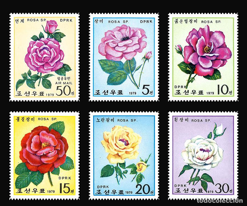 Sellos: RPDC 1979 rosas flores MNH - Foto 1