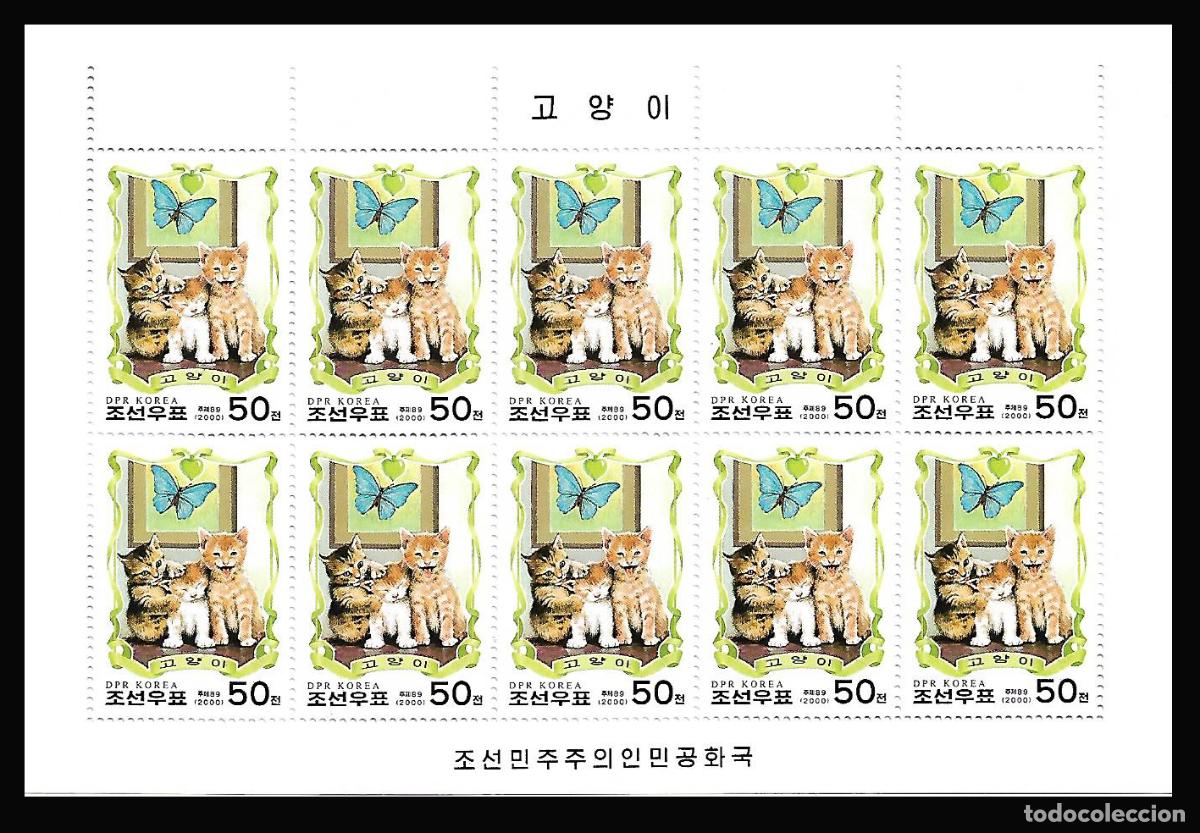 Sellos: RPDC 2000 gatos Mascotas MNH - Foto 1