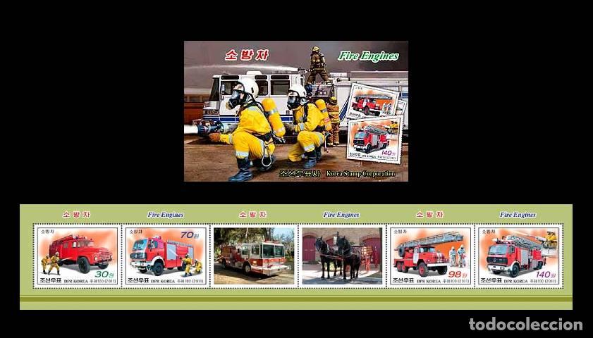 Sellos: RPDC 2011 Camiones de bomberos MNH - Foto 1