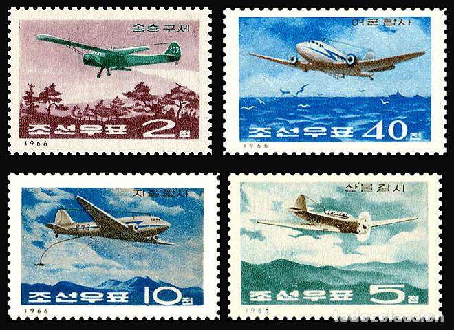 Sellos: RPDC 1966 Aeronave Aviaci&oacute;n MNH - Foto 1