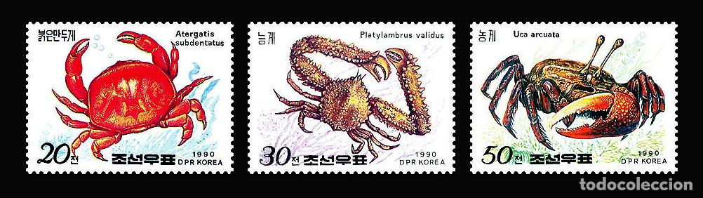 Sellos: RPDC 1990 cangrejos Pez MNH - Foto 1