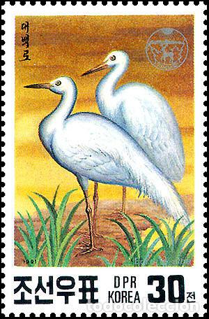 Sellos: RPDC 1991 Egretta Alba Aves MNH - Foto 1