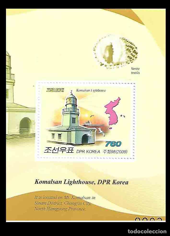 Sellos: RPDC 2009 Faro de Komalsan y mapa de Corea faros MNH - Foto 1